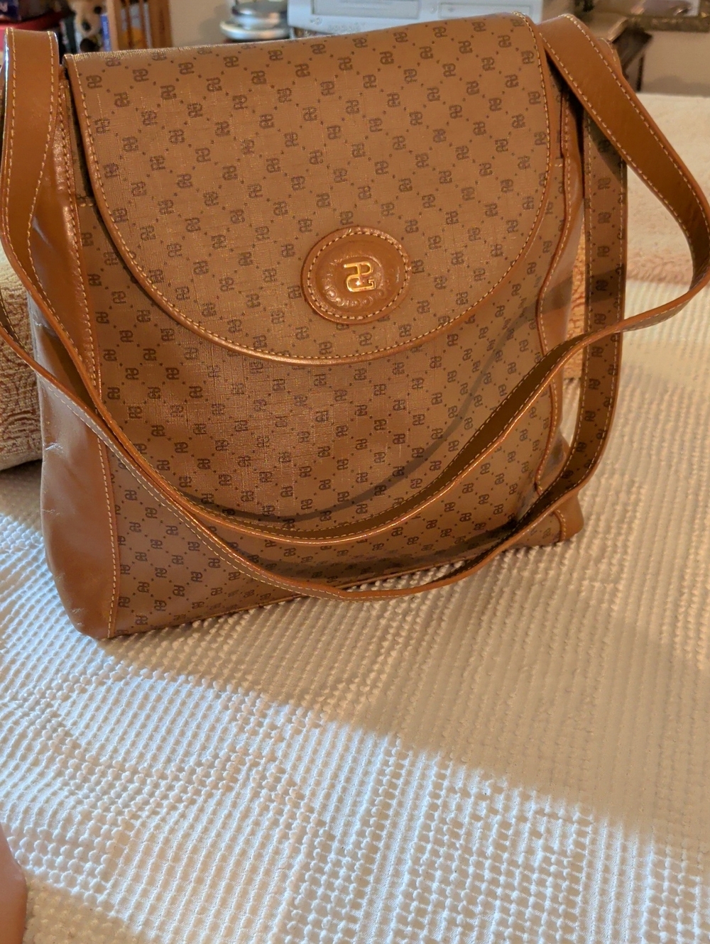 Paola Gucci Classic Brown Monogram Shoulder Bag